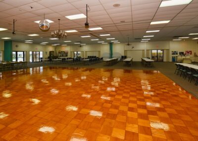 Clubhouse dance floor and event room at Seminole Gardens